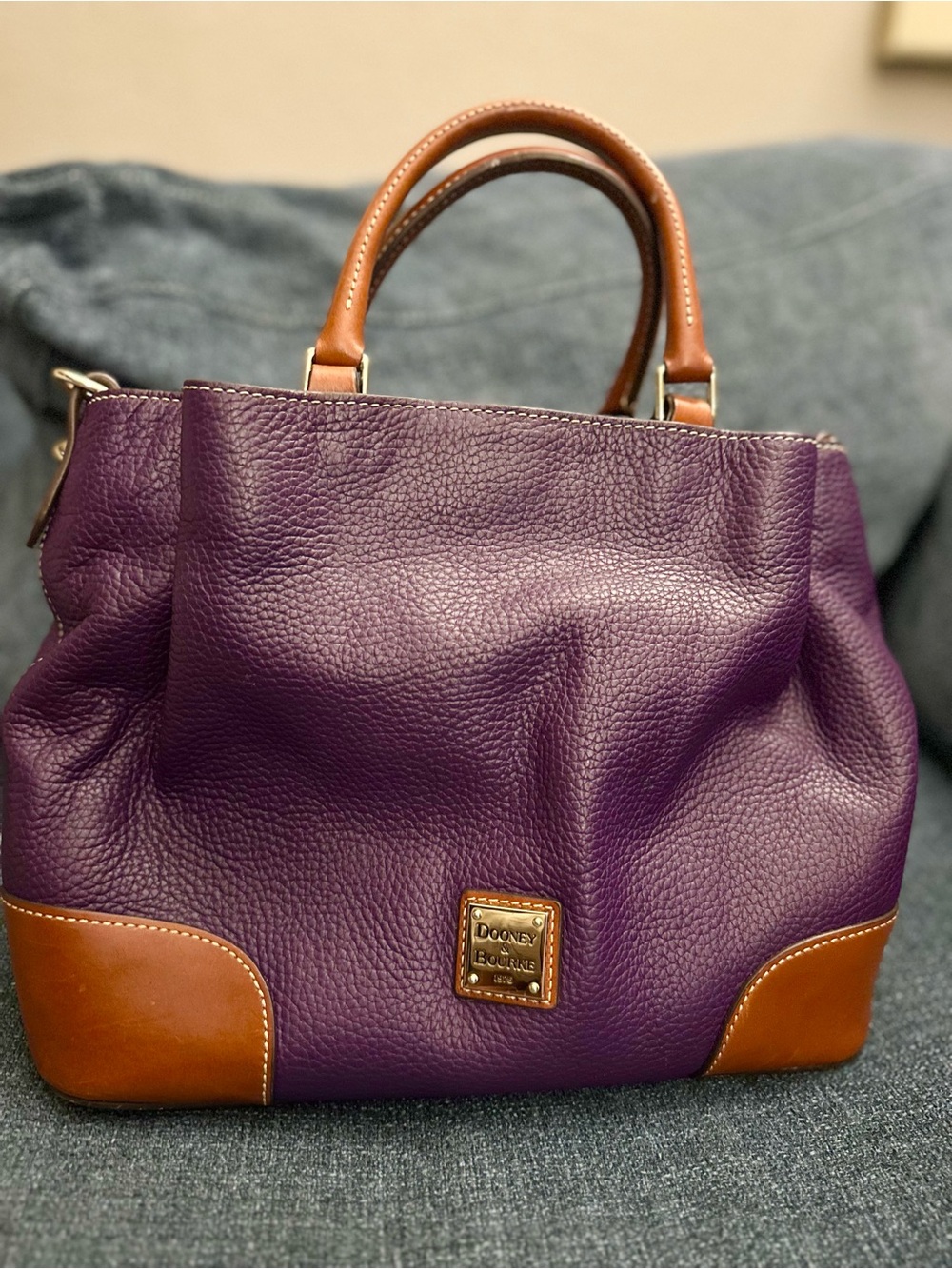 🔥 RARE Dooney & Bourke Pebble Leather Brenna Satchel - Amethyst Purple